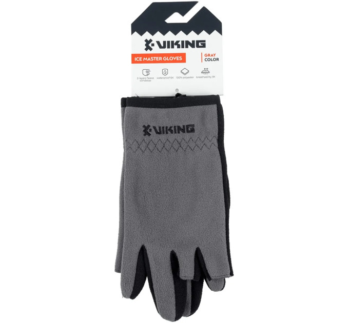 Перчатки Viking Fishing Ice Master Gloves M (fleece) 3 cut finger к:grey-graphite