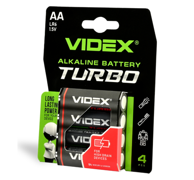 Батарейки VIDEX LR6/AA Turbo Alkaline