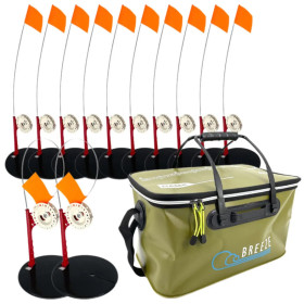 Жерлица 10шт зимняя №1 неоснащенная, катушка со стопором + Сумка EVA 50см зеленая