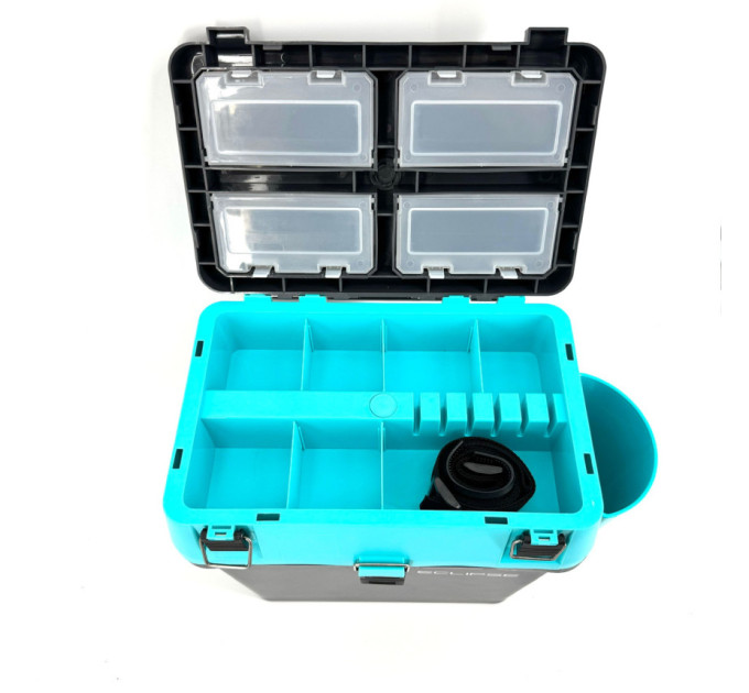 Набор жерлиц Профмонтаж, катушка со стопором 15шт + Ящик зимовий Eclipse Blue c карманом