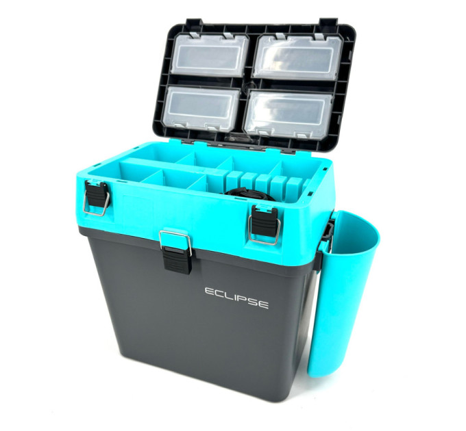 Набор жерлиц Профмонтаж, катушка со стопором 15шт + Ящик зимовий Eclipse Blue c карманом