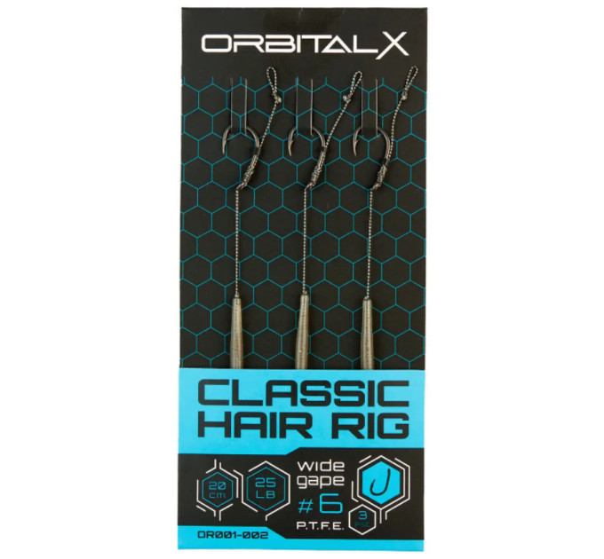 Поводок OrbitalX Classic Hair Rig Wide Gape #4 25lb 20cm (3шт/уп) к:camo