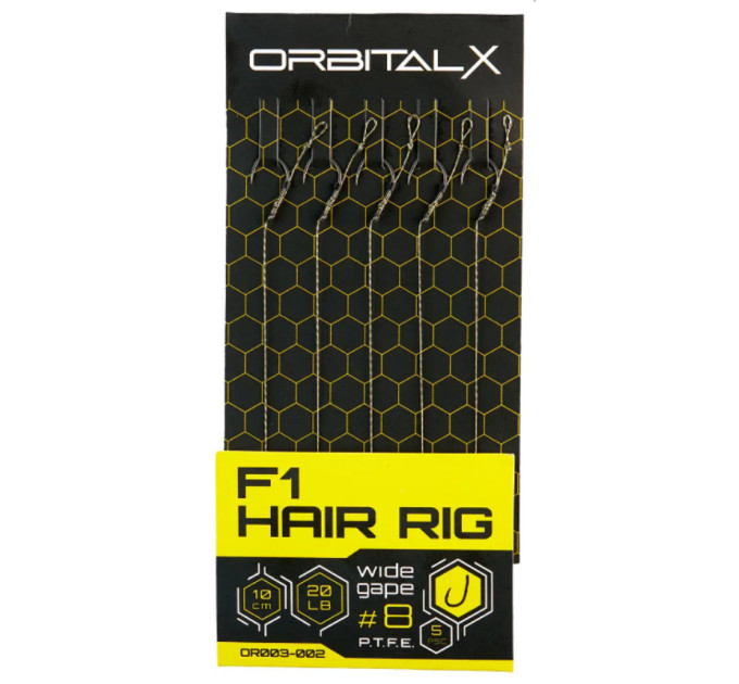Поводок OrbitalX F1 Hair Rig Wide Gape #10 20lb 10cm (5шт/уп) к:weed