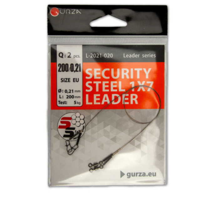 Поводок GURZA Security Steel Leader 1x7 0.39mm 20 см (2шт)