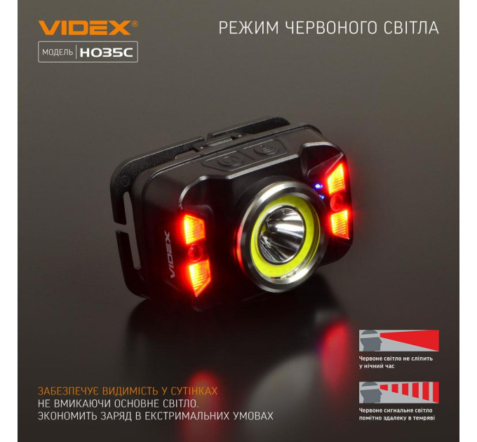 Налобний світлодіодний ліхтарик VIDEX VLF-H035C 410Lm 5000K