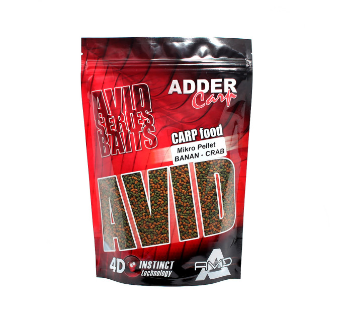 Пеллетс ADDER CARP Mikro Pellet 300 gr 2 mm Banan-Crab / Банан-Краб
