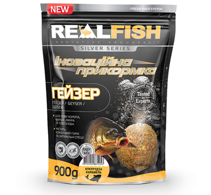 Прикормка Real Fish ГЕЙЗЕР КУКУРУЗА-КАРАМЕЛЬ