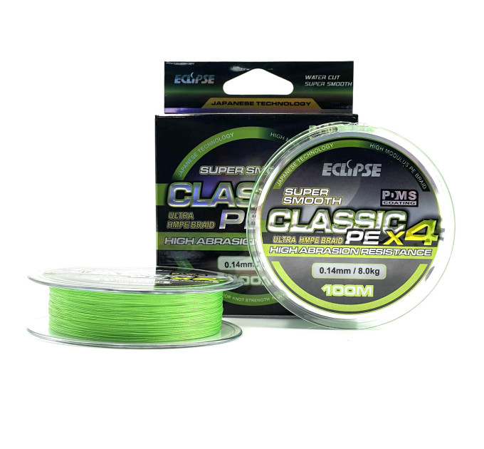Шнур Eclipse X4 Classic PE Light Green 100m 0.16mm 9kg
