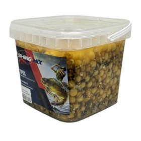 Зерносмесь FISHING MIX Горох с пшеницей и коноплей в ведре 1 кг