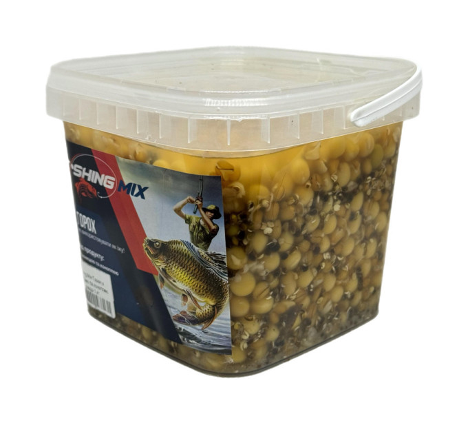 Зерносуміш FISHING MIX Горох з пшеницею та коноплею у відрі 1 кг