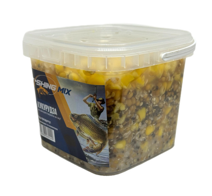 Зерносмесь FISHING MIX Кукуруза с пшеницей и коноплей в ведре 1 кг