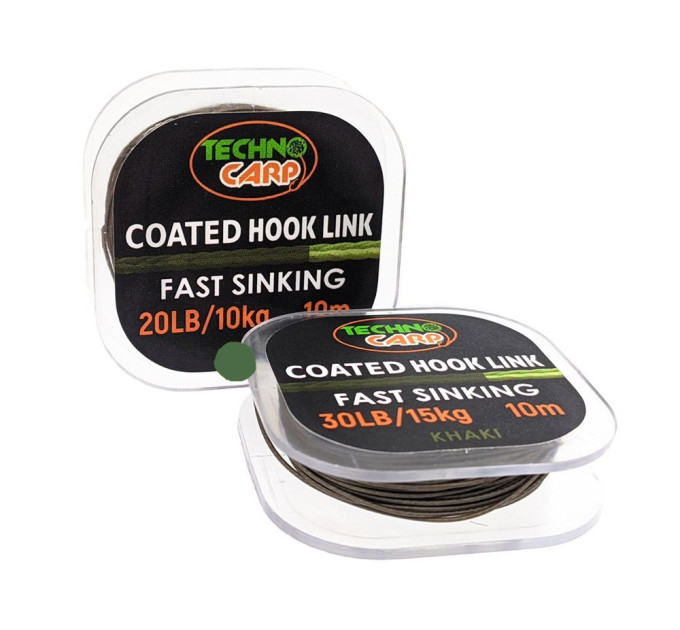 Techno Carp Поводочный материал в оплетке Coated Hook Link 30lb/15кг 10m Khaki