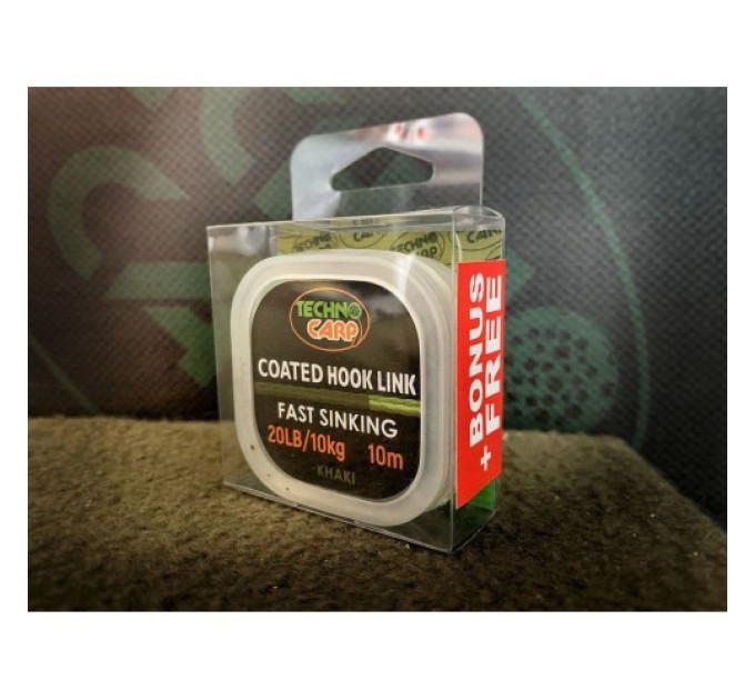 Techno Carp Поводочный материал в оплетке Coated Hook Link 30lb/15кг 10m Khaki