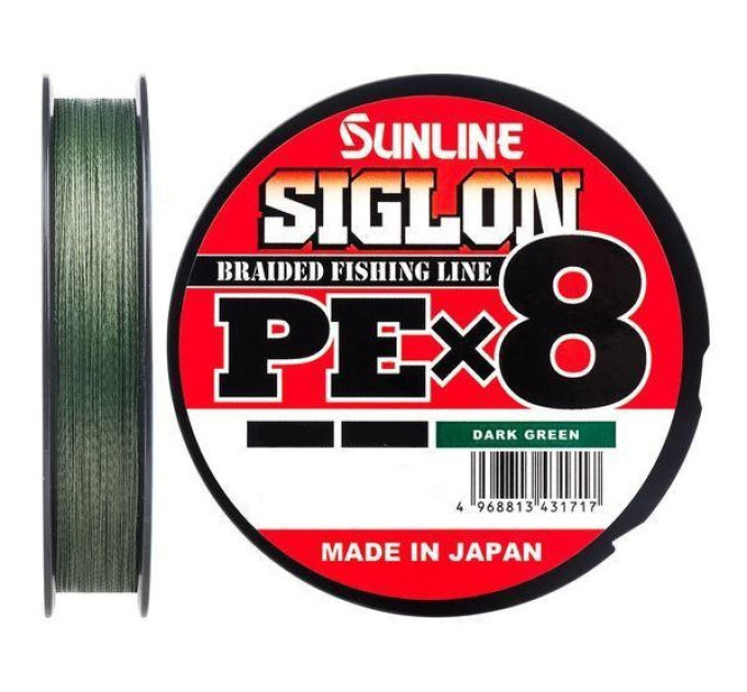Шнур SUNLINE Siglon PE Х8 300m темно-зеленый #3.0/0.296mm 50lb/22.0kg