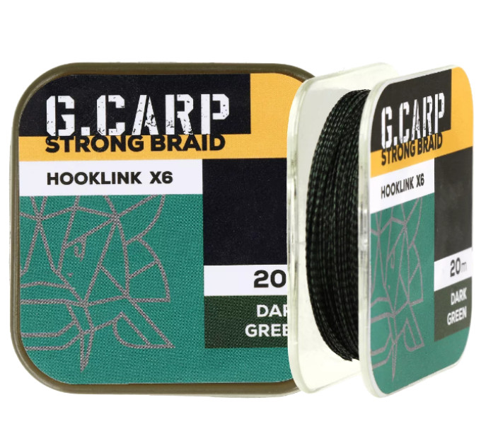 Поводочный материал GC G.Carp Strong Braid Hooklink X6 20м 15lb Dark Green