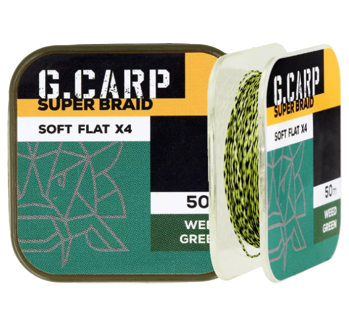 Поводочный материал GC G.Carp Super Braid Soft Flat X4 50м 15lb Weed Green