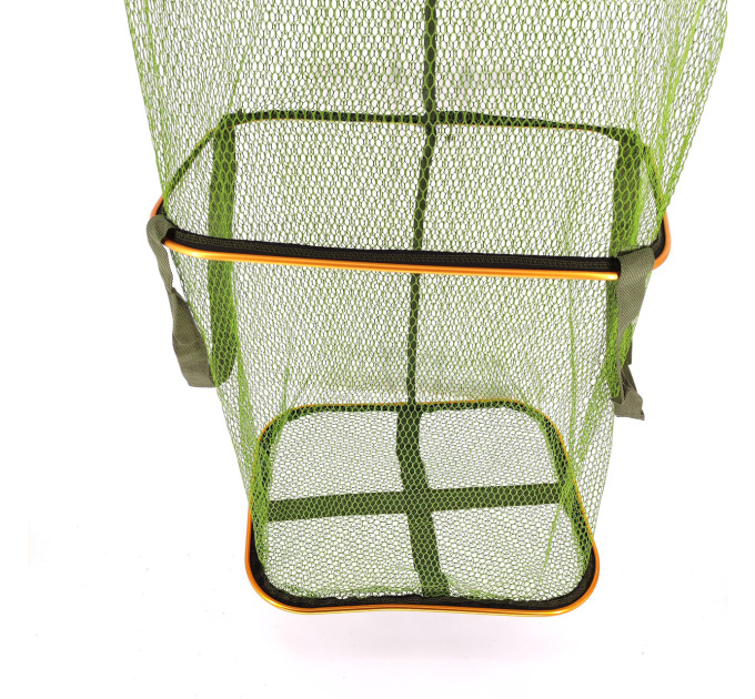 Садок короповий BREEZE 2.0m 33cm x 42cm, жовті прямокутні кільця, прогумована сітка