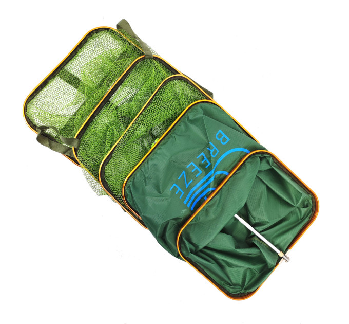 Садок короповий BREEZE 2.0m 33cm x 42cm, жовті прямокутні кільця, прогумована сітка