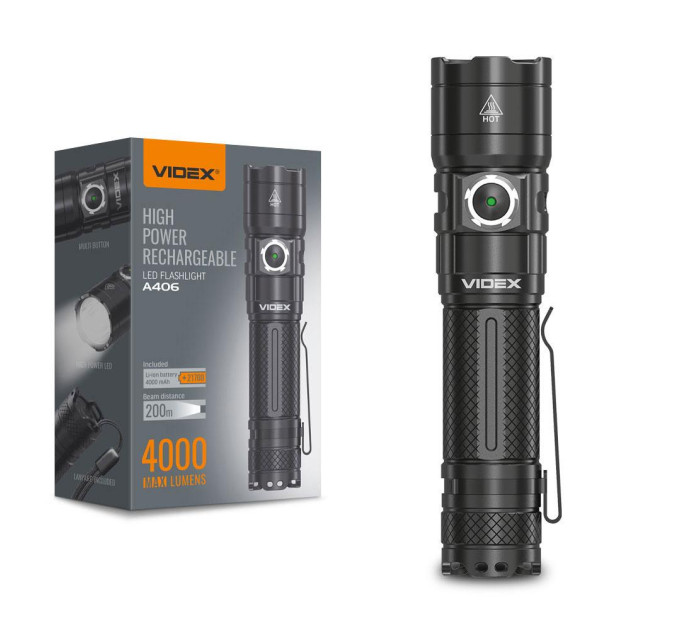 Светодиодный портативный фонарик VIDEX VLF-A406 4000Lm 6500K