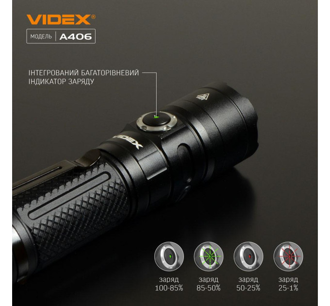 Светодиодный портативный фонарик VIDEX VLF-A406 4000Lm 6500K