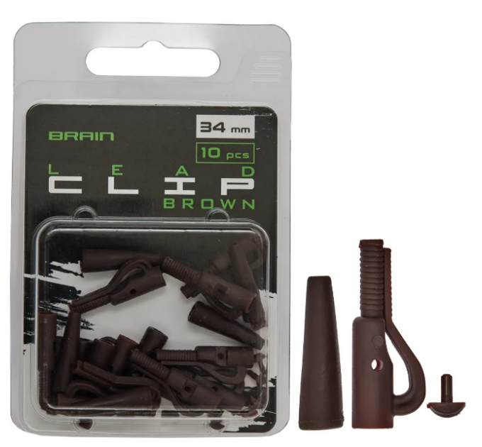 Безопасная клипса Brain Lead Clip With Stopper 34mm Brown (10 шт/уп) SGXA-90472
