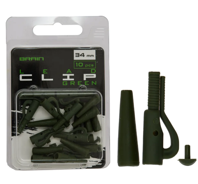 Безопасная клипса Brain Lead Clip With Stopper 34mm Green (10 шт/уп) SGXA-90472